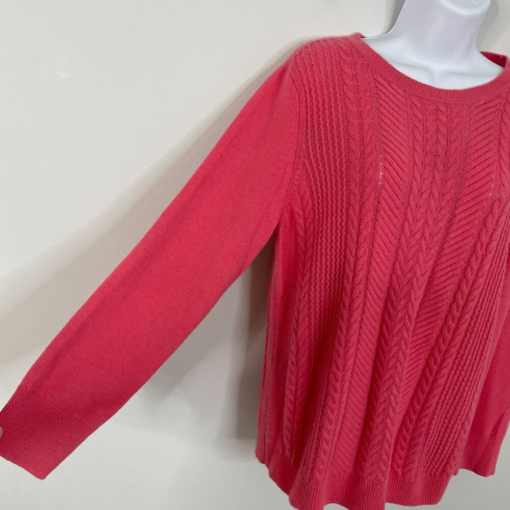Talbots Cable Knit Sweater Size L Pink Wool Blend Feminine Dainty Capsule Preppy - Picture 5 of 11